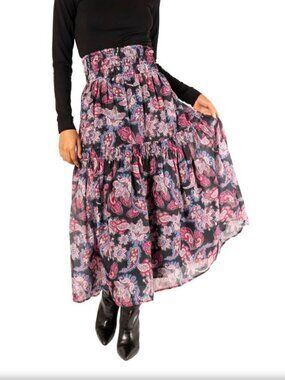 Magali Pascal Patricia Maxi A-line Skirt in Pristine Paisley Tiered Women’s Sz S